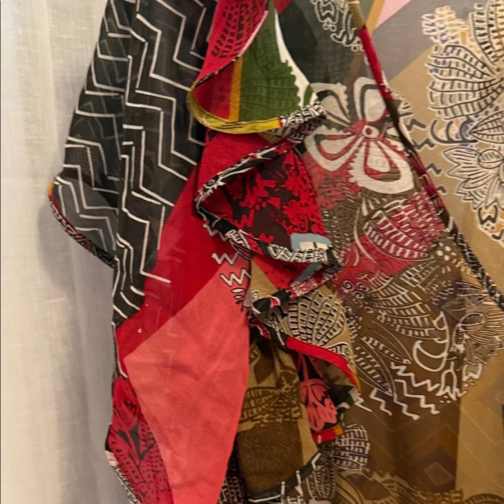 Colorful Patchwork Ruffle Mini Dress - Picture 2 of 7